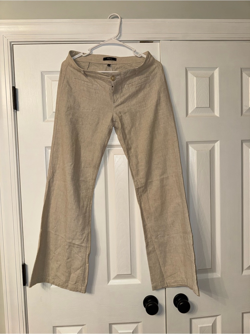 Express Women’s Beige Linen-Blend Chinos